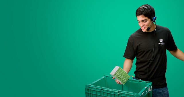 Publix associate selecting item for shipment