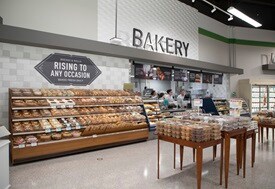 Store view of the bakery department and displays