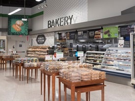 Store view of the bakery department and displays