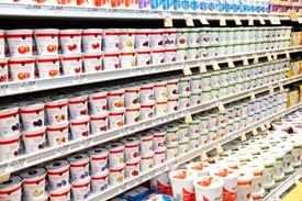 Yogurt section in dairy aisle 