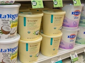Yogurt tubs close up