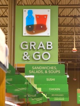Grab & Go sign inside store