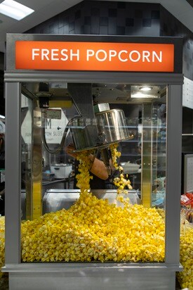 Popcorn machine inside deli department