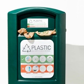 Recycle bin plastic closeup