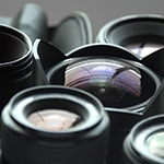 A variety of camera lenses