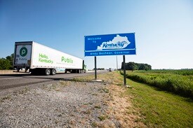 Publix truck crosses Kentucky state line, marking entry into its eighth state.
