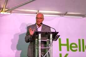 Publix CEO Todd Jones speaks during the company's groundbreaking ceremony in Louisville, Kentucky. This marks the company's 1st store in the Bluegrass State.