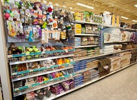 Pet toys and products display