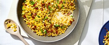 Fried Corn with Crispy Bacon  and Green Onion